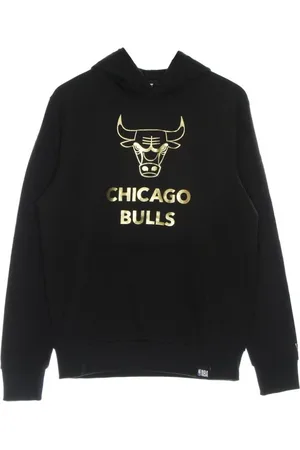 New Era Bluzy, Mężczyzna, Czarny, M, Chicago Bulls Lekka bluza z kapturem Czarno/Złota