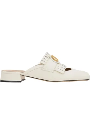 VALENTINO GARAVANI Buty, Kobieta, Biały, 35 1/2 EU, Skóra, Płaskie klapki z detalem VLogo