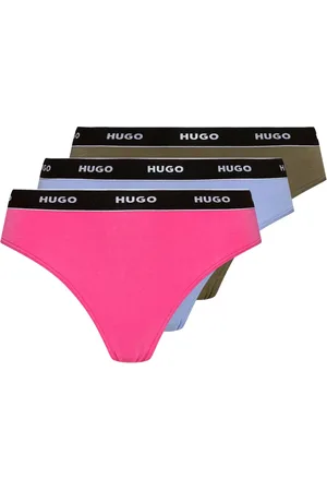 HUGO BOSS Bielizna, Kobieta, Różowy, L, Bawełna, Elastyczne majtki bawełniane, zestaw trzech par