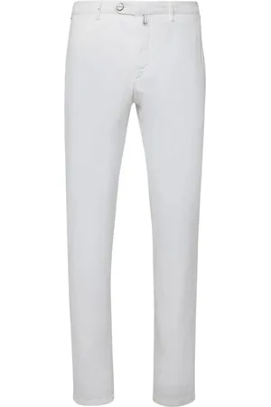 Kiton Spodnie, Mężczyzna, Biały, W35, Bawełna, Białe spodnie Slim Fit z bawełny i jedwabiu