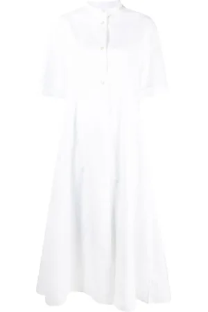 Jil Sander Koszulki, Kobieta, Biały, XS, Bawełna, Bawełniana sukienka koszulowa z długim rękawem