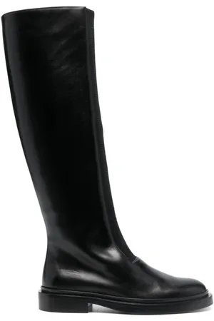 Jil Sander Buty, Kobieta, Czarny, 36 EU, Skóra, Czarne Eleganckie Kozaki za Kolano