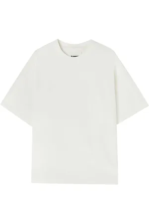 Jil Sander Koszulki, Mężczyzna, Biały, S, Bawełna, Bawełniany T-shirt z metką z logo