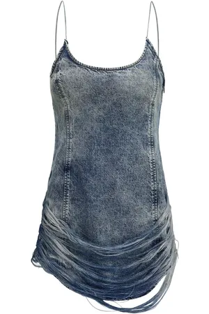 Diesel Sukienki, Kobieta, Niebieski, S, Denim, Jeansyowa Mini Sukienka z Cienkimi Ramiączkami