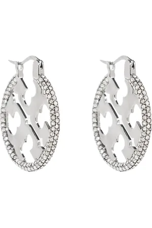 Tory Burch Akcesoria, Kobieta, Szary, ONE SIZE, Kolczyki koła Miller Pavé