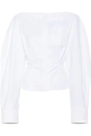 Jacquemus Bluzki, Kobieta, Biały, M, Bawełna, Biała bluzka z dekoltem w łódkę z popeliny