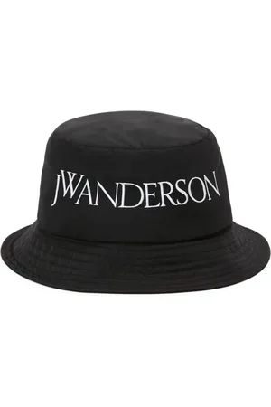 J.W.Anderson Akcesoria, Kobieta, Czarny, S/M, Kapelusz typu bucket z haftowanym logo