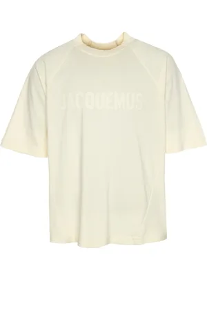 Jacquemus Koszulki, Mężczyzna, Beżowy, XL, Bawełna, T-shirt z raglanowymi rękawami i nadrukiem logo
