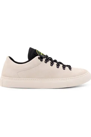 Stone Island Buty, Mężczyzna, Biały, 44 EU, Zamsz, Kultowe sznurowane sneakersy z zamszu o niskim profilu