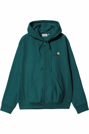Carhartt Bluzy, Mężczyzna, Zielony, L, Bawełna, Zielona bawełniana bluza z kapturem