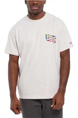 Tommy Hilfiger Koszulki, Mężczyzna, Biały, L, Bawełna, T-shirt bawełniany z grafiką tygrysa i flagi