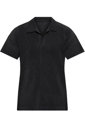 Issey Miyake Koszulki, Mężczyzna, Czarny, L, Poliester, Pleated Polo