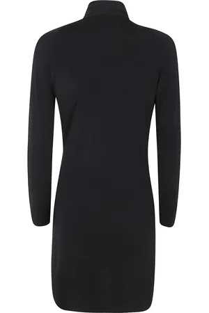 Tom Ford Sukienki, Kobieta, Czarny, M, Sukienka koktajlowa z dekoltem w serek i długim rękawem z ozdobnym detalem