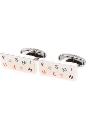 Paul Smith Akcesoria, Mężczyzna, Wielobarwność, ONE SIZE, Letters Logo Silver Cufflinks