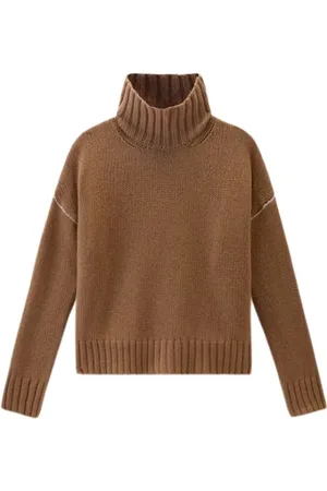 Woolrich Swetry, Kobieta, brązowy, L, Wełna, Golf z wysokim kołnierzem