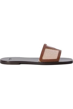 VALENTINO GARAVANI Buty, Kobieta, brązowy, 37 EU, Skóra, Klapki z logo V