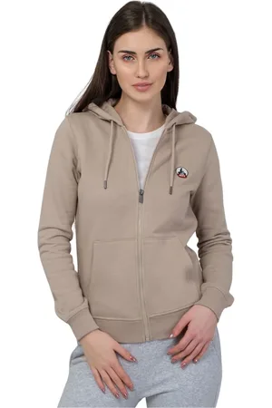 Jott Bluzy, Kobieta, Beżowy, M, Bawełna, Bluza z kapturem zapinana na zamek Oaxaca