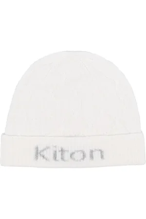 Kiton Akcesoria, Mężczyzna, Biały, ONE SIZE, Kaszmir, Wełniana czapka beanie z kaszmiru z warkoczowym splotem intarsjowym