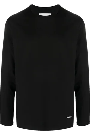 Jil Sander Koszulki, Mężczyzna, Czarny, XL, Czarna Koszulka z Długim Rękawem i Logo