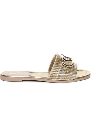 VALENTINO GARAVANI Buty, Kobieta, Żółty, 37 EU, Skóra, Klapki Slide z Akcesorium VLogo