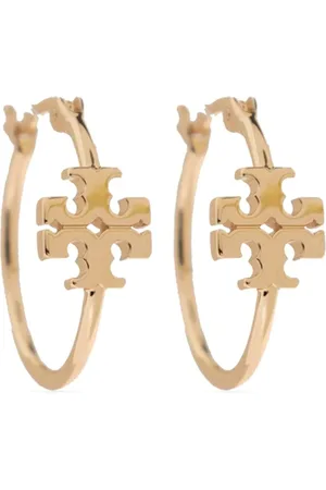 Tory Burch Akcesoria, Kobieta, Żółty, ONE SIZE, Złote Kolczyki Koła Bijoux