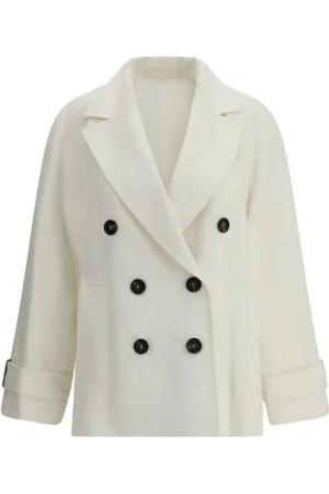 Brunello Cucinelli Płaszcze, Kobieta, Biały, 2XS, Elegancka Dwurzędowa Kurtka z Revers