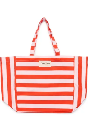 Part Two Torebki, Kobieta, Wielobarwność, ONE SIZE, Pasiasta torba shopper w kolorze mandarynkowo-czerwonym