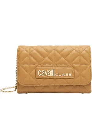 Roberto Cavalli Torebki, Kobieta, brązowy, ONE SIZE, Torba na Ramię z Łańcuchem i Wzorem Stębnowania
