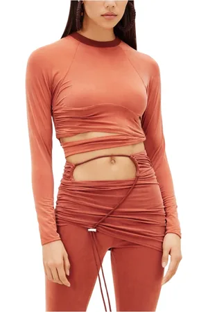 Jacquemus Bluzki, Kobieta, Czerwony, M, Bluzka z wycięciami i węzłem