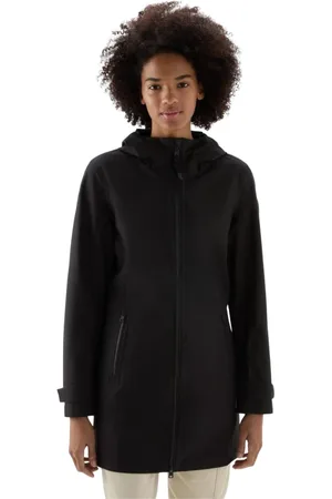 Woolrich Płaszcze, Kobieta, Czarny, XL, Poliester, Lekka, elastyczna parka z poliestru
