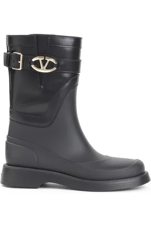 VALENTINO GARAVANI Buty, Kobieta, Czarny, 39 EU, Skóra, Kalosze Rainboot VLogo Edition