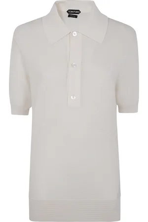 Tom Ford Koszulki, Mężczyzna, Biały, L, Bawełna, Dzianinowa koszulka polo