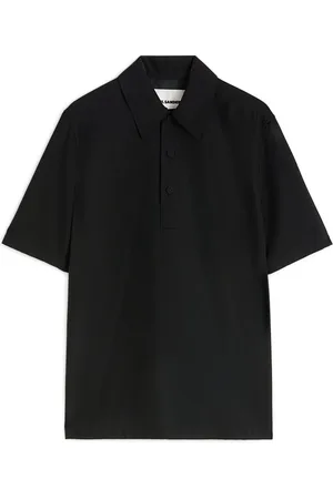 Jil Sander Koszulki, Mężczyzna, Czarny, M, Wełna, Czarna koszulka polo z zapięciem na guziki