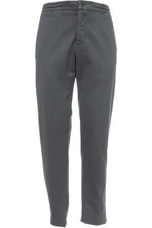 Kiton Spodnie, Mężczyzna, Szary, W33, Bawełna, Regulowane Elastyczne Spodnie Pantalaccio w Pasie
