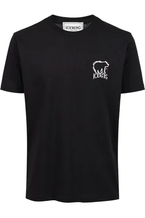 Iceberg Koszulki, Mężczyzna, Czarny, XL, Bawełna, Bawełniany T-shirt Slim Fit z Nadrukiem Misia