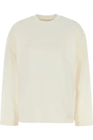 Jil Sander Koszulki, Kobieta, Beżowy, L, Bawełna, Top z długim rękawem