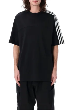 Y-3 Koszulki, Mężczyzna, Czarny, L, Bawełna, Koszulka 3-Stripes