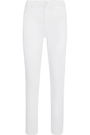 Kiton Jeansy, Kobieta, Biały, 2XS, Bawełna, Dopasowane spodnie bawełniane z wysokim stanem