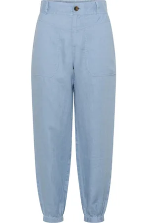 Part Two Spodnie, Kobieta, Niebieski, XS, Denim, Lniane spodnie z szerokim pasem Faded Denim