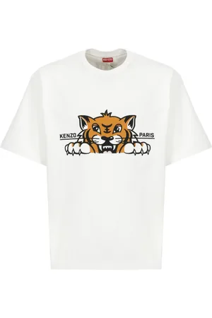 Kenzo Koszulki, Mężczyzna, Biały, L, Bawełna, Biała koszulka Happy Tiger