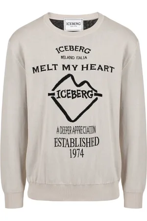 Iceberg Swetry, Mężczyzna, Beżowy, XL, Bawełna, Sweter Crewneck z bawełny double jacquard