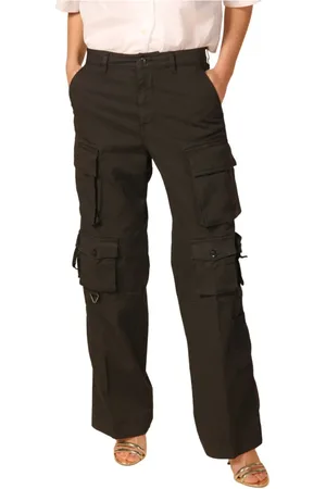 Masons Spodnie, Kobieta, Czarny, M, Eleganckie Spodnie Cargo w Czarnym Gabardynie