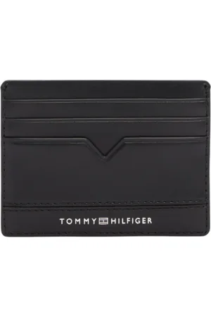 Tommy Hilfiger Akcesoria, Mężczyzna, Czarny, ONE SIZE, Skóra, Czarny skórzany portfel na karty