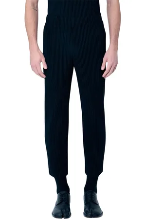 Issey Miyake Spodnie, Mężczyzna, Czarny, S, Poliester, Spodnie plisowane z elastyczną talią