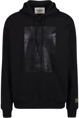 Iceberg Bluzy, Mężczyzna, Czarny, L, Bawełna, Stylowa Bluza z Kapturem