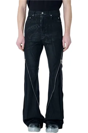 Rick Owens Jeansy, Mężczyzna, Czarny, W28, Jeansyy Bananowe z Zamkiem Błyskawicznym