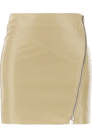 Isabel Marant Spódnice, Kobieta, Beżowy, 2XS, Skóra, Skórzana spódnica zapinana na zamek