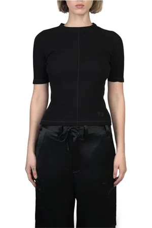 Y-3 Koszulki, Kobieta, Czarny, S, Bawełna, Dopasowany T-shirt