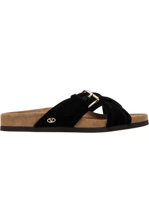 VALENTINO GARAVANI Buty, Kobieta, Czarny, 39 EU, Skóra, Niskie sandały w modnym stylu