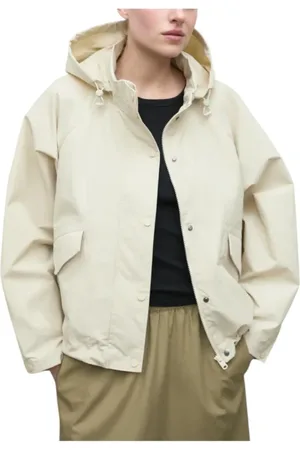 ECOALF Kurtki, Kobieta, Beżowy, XS, Wodoodporna Kurtka Oversize z Regulowanym Kapturem